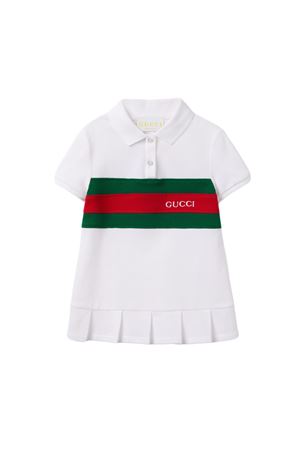 abito in cotone bianco GUCCI KIDS | 808694XJGZ19250